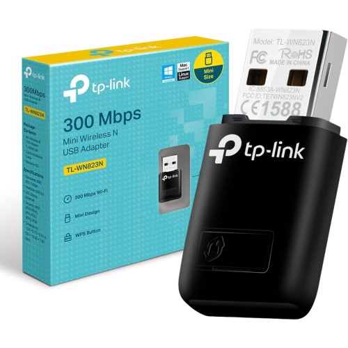 Tarjeta de Red Inalámbrica TP-LINK Mini USB N 300Mbps Chipset Realtek Modelo TP-WN823N