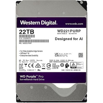 Disco Duro Western Digital WD Purple Pro 22TB SATA III para Vigilancia WD221PURP
