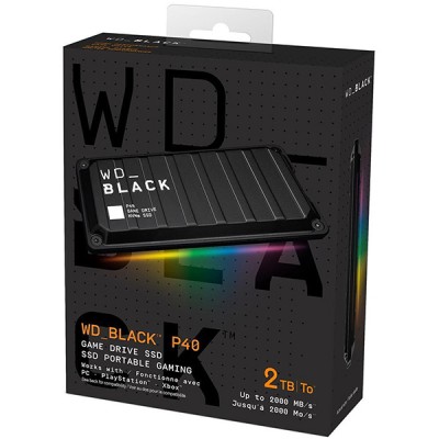 Disco Duro Externo SSD Western Digital WD_BLACK P40 2TB USB 3.2 Negro WDBAWY0020BBK-WESN