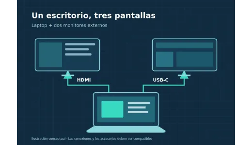 Lenovo V15 G5 83GW0055LM: cómo conectar dos monitores y qué puedes ampliar