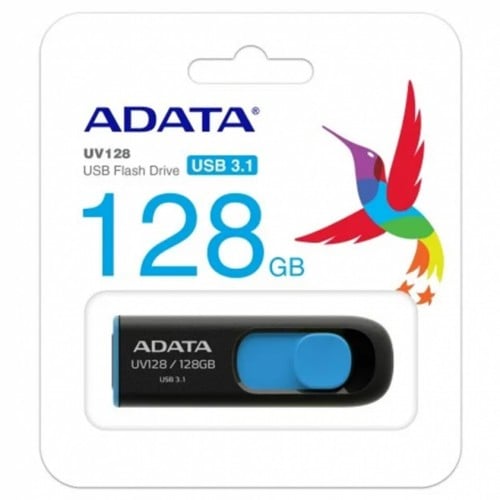 Memoria USB ADATA UV128 128GB USB 3.2 Negro y Azul - UV128BE-128 Memoria USB ADATA UV128 128GB USB 3.2 Negro y Azul - UV128BE-128