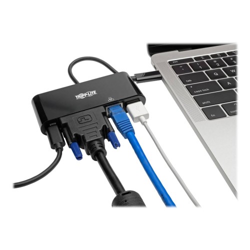 Adaptador Multipuerto Tripp Lite USB-C con DVI, USB-A y Gigabit Ethernet Negro Modelo U444-0…