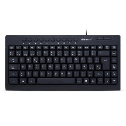 Teclado BROBOTIX 963067 - Alámbrico USB Español - Teclas Multimedia - Formato Mini