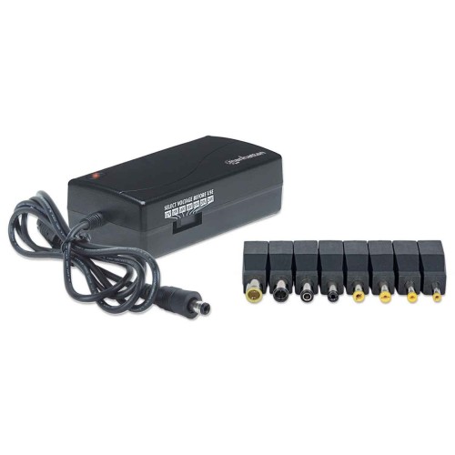 Adaptador Universal de Corriente Manhattan - Voltaje Ajustable 7 Niveles - 70W - Modelo 100854