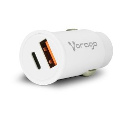 Cargador para Auto Vorago AU-305 con USB-C y USB-A Carga Rápida 20W Blanco AU-305-WH