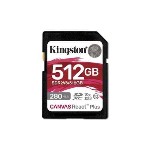 Memoria SDXC Kingston Canvas React Plus 512GB UHS-II Clase 10 V60 Memoria SDXC Kingston Canvas React Plus 512GB UHS-II Clase 10 V60