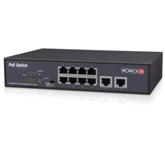 Switch Provision ISR Fast Ethernet 8 Puertos PoE + 2 Uplink No Administrable Modelo POES-08120C+2I-V2