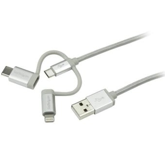 Cable StarTech.com USB a USB-C/Micro USB/Lightning 1 Metro Modelo LTCUB1MGR Cable StarTech.com USB a USB-C/Micro USB/Lightning 1 Metro Modelo LTCUB1MGR