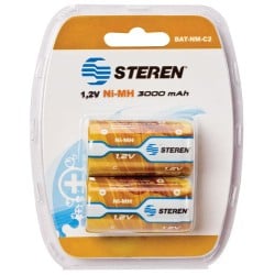 Pilas Recargables Steren Tipo C NiMH 3000 mAh - 2 Piezas - Modelo BAT-NM-C2