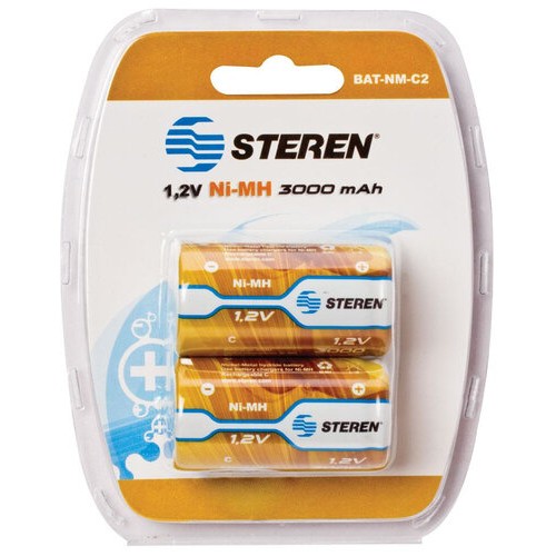 Pilas Recargables Steren Tipo C NiMH 3000 mAh - 2 Piezas - Modelo BAT-NM-C2