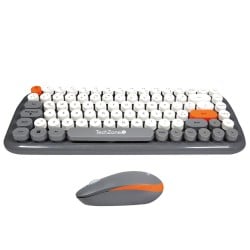 Kit Teclado y Mouse TechZone Inalámbrico USB Gris Blanco Naranja TZ20COMB01-INA