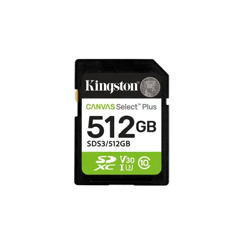 Tarjeta SDXC Kingston Select Plus 512GB UHS-I Clase 10 V30 Modelo SDS3/512GB Tarjeta SDXC Kingston Select Plus 512GB UHS-I Clase 10 V30 Modelo SDS3/512GB