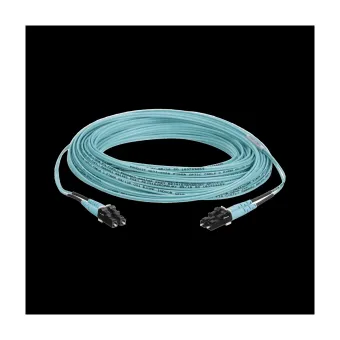Jumper de Fibra Optica Multimodo 50/125 OM3, LC-LC Duplex, OFNR (Riser), Color Aqua, 10 Metros (32.81 Pies)