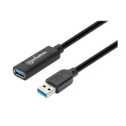 Extensión USB Activa Manhattan USB-A Macho a Hembra 10m Negro Modelo 153751