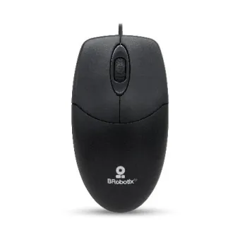 Mouse BROBOTIX Alámbrico USB Negro Ergonómico Modelo 497202