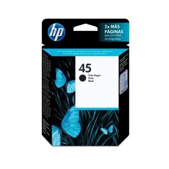 Cartucho de Tinta HP 45 Negra Original Alto Rendimiento XL Modelo 51645AL