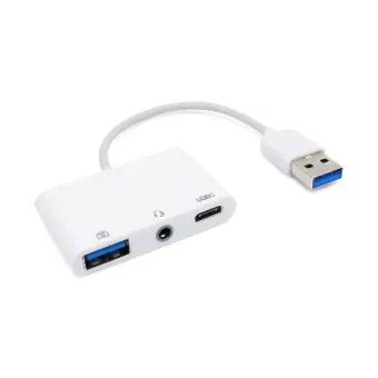 Convertidor BRobotix USB 3.0 a USB A, USB C y 3.5mm - Blanco - Modelo 6000335 Convertidor BRobotix USB 3.0 a USB A, USB C y 3.5mm - Blanco - Modelo 6000335