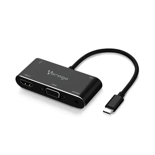 Adaptador Vorago USB-C a HDMI, VGA, Audio 3.5mm y USB 3.0 - Modelo ADP-350 Negro Adaptador Vorago USB-C a HDMI, VGA, Audio 3.5mm y USB 3.0 - Modelo ADP-350 Negro