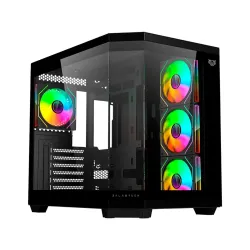 Gabinete Gamer Balam Rush Tank Master 9600 TB - Media Torre ATX con 4 Ventiladores RGB y Panel Lateral de Vidrio - Negro BR-938679