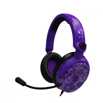Diadema Gamer 4Gamers Alámbrica con Micrófono Boom Morado/Negro Modelo C6-100CAMO-PUR4G
