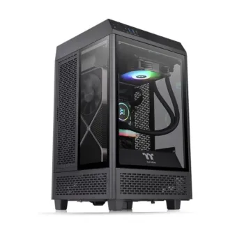 Gabinete Gamer Thermaltake Tower 100 Mini ITX 3 Cristales Templados 2 Ventiladores Negro CA-1R3-00S1WN-00