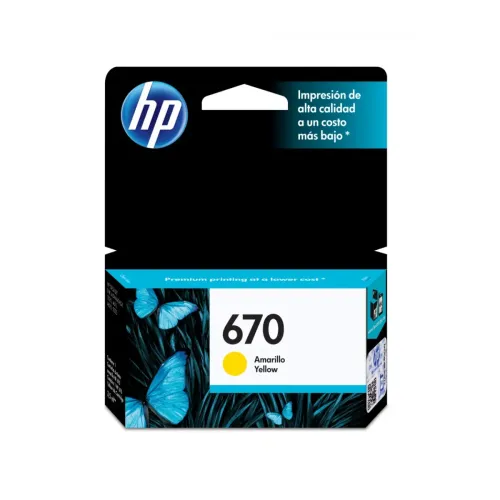 Cartucho de Tinta HP 670 Amarillo Original CZ116AL - Compatible con Deskjet Ink Advantage Cartucho de Tinta HP 670 Amarillo Original CZ116AL - Compatible con Deskjet Ink Advantage