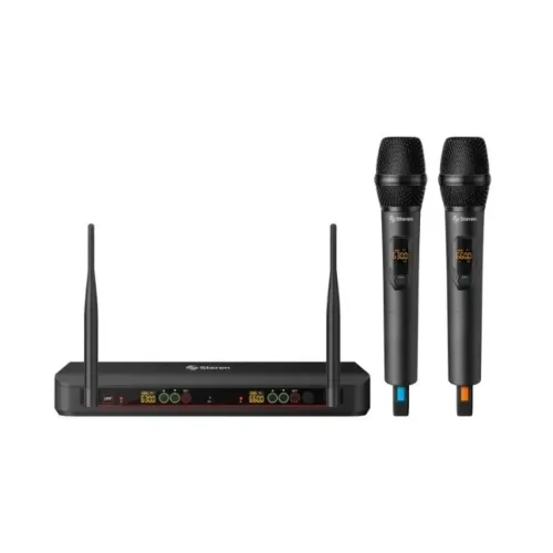 Sistema de Micrófonos Steren Inalámbrico UHF Recargable Modelo MIC-8020 Sistema de Micrófonos Steren Inalámbrico UHF Recargable Modelo MIC-8020