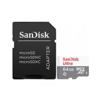 Memoria MicroSDXC SanDisk Ultra 64GB Clase 10 UHS-I con Adaptador SDSQUNR-064G-GN3MA