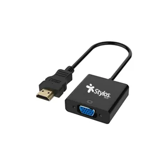 Convertidor HDMI a VGA Stylos con Audio 3.5mm - Resolución 4K - Modelo STACHV1B