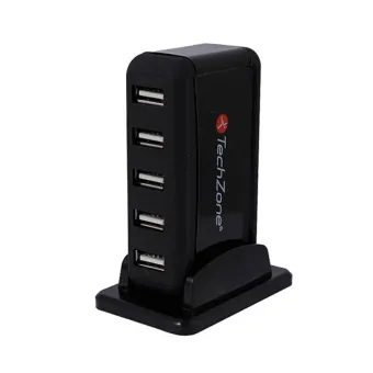 Hub USB TechZone 7 Puertos USB 2.0 Negro Modelo TZ17HUB01