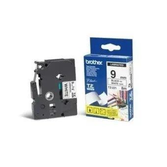Cinta de Etiquetas Brother TZE221 9mm x 8m Negro sobre Blanco