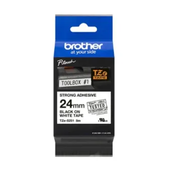 Cinta Adhesiva Brother 24mm x 8m Negro sobre Blanco Industrial Extra Fuerte - TZES251G Cinta Adhesiva Brother 24mm x 8m Negro sobre Blanco Industrial Extra Fuerte - TZES251G