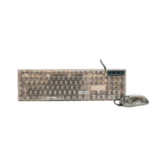 Kit Gamer Perfect Choice Helumo - Teclado y Mouse Alámbricos Transparentes con Retroiluminación Multicolor - Modelo V-930723