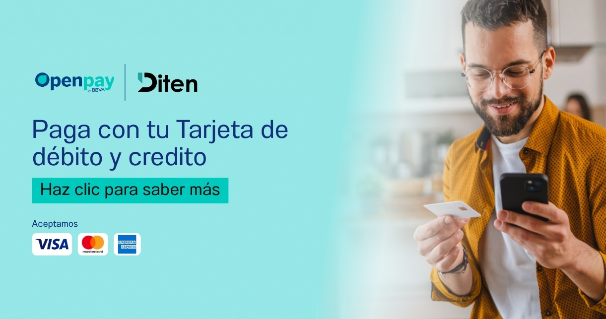 Paga con tarjeta de débito y crédito mediante Openpay en Diten