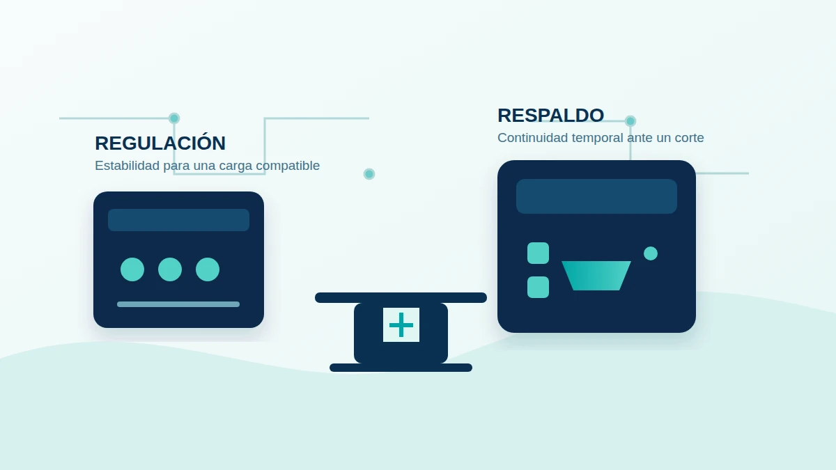 Ilustración comparativa de regulación de voltaje y respaldo UPS