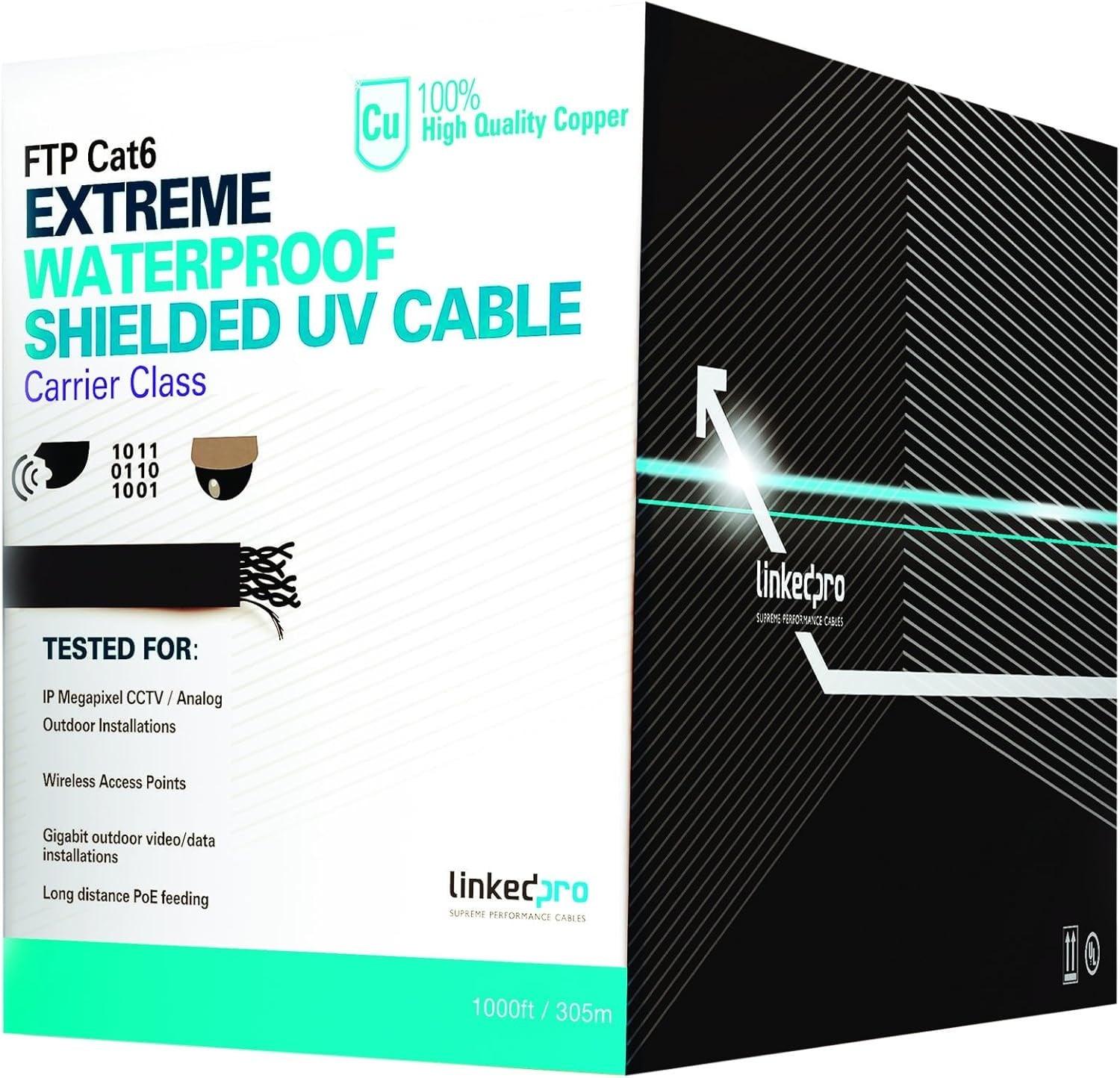 cable linkedpro procat6ext cat6 negro 1000 feet