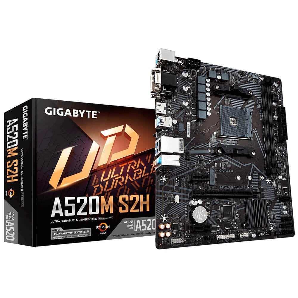 Tarjeta Madre Gigabyte A520M S2H Socket AM4 2xDDR4 2133 3200 5000OC MHz HDMI VGA DVI D M2 USB 20 32 Micro ATX A520M S2H