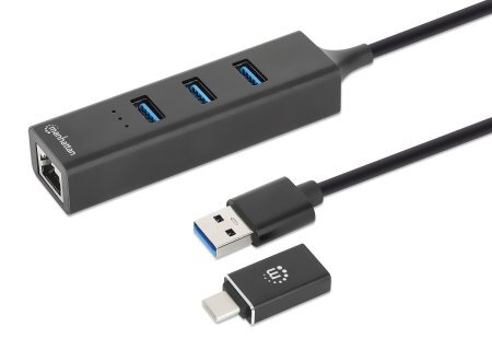 Hub USB Manhattan 180894 USB A C a 3x USB A Ethernet 180894