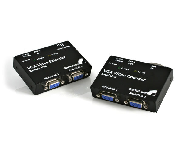 Kit Extensor de Video StarTechcom VGA 2 Puertos Locales 2X Remotos por Cat5 ST121UTP