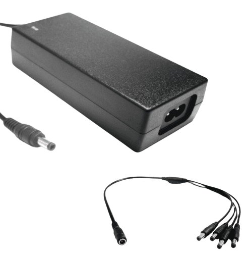 fuente de poder y divisor para 4 camaras saxxon ps psu1204d plus psuwb07