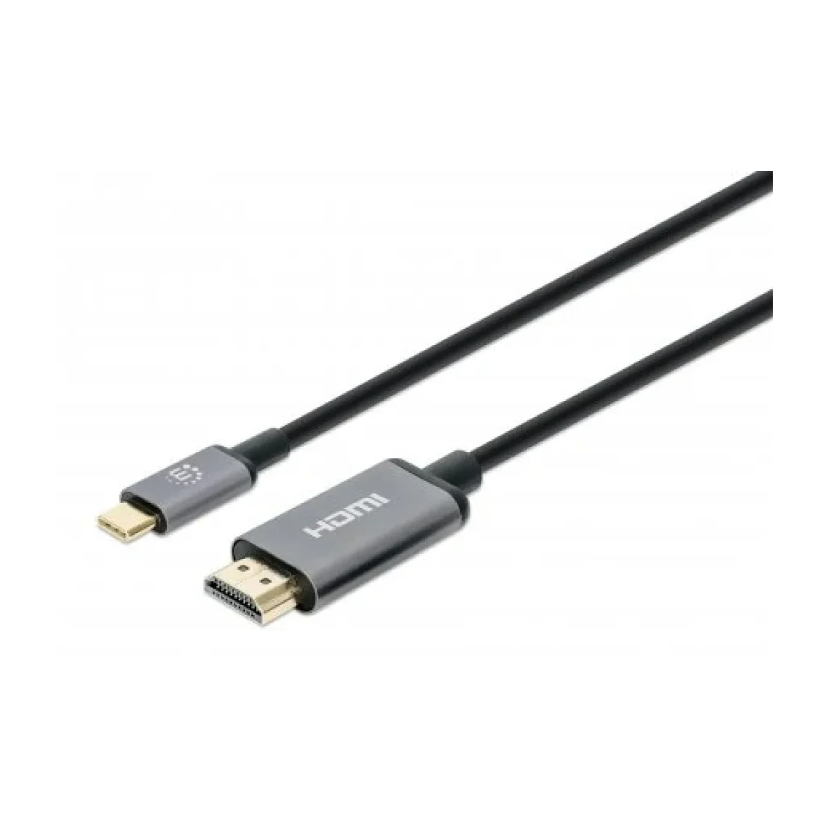 Cable Manhattan 153607 USB C a HDMI 2m Negro con Plata 153607