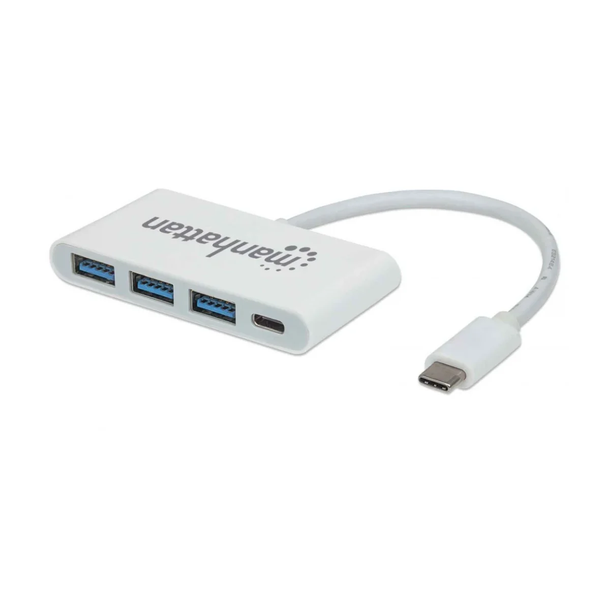 Hub Manhattan 163552 USB C 3x USB A Blanco 163552