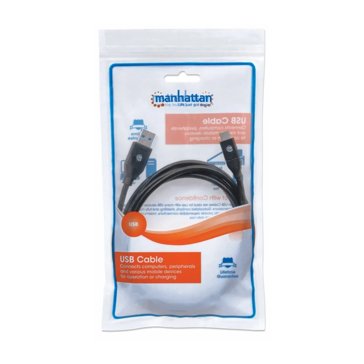 Cable USB Manhattan 354974 USB C USB A 2 m Negro 354974
