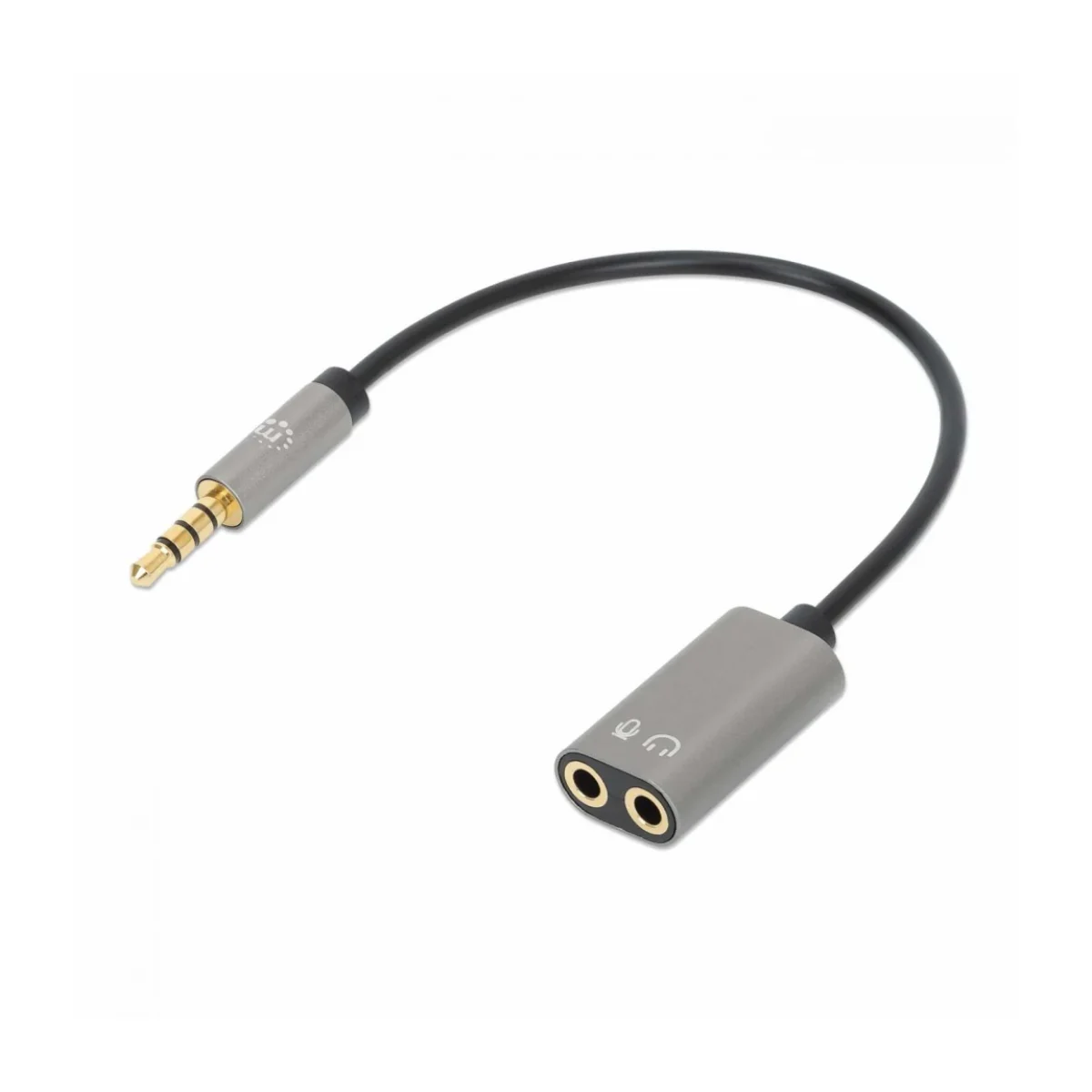 Adaptador Manhattan 356107 2x 35mm a 35mm Hembra a Macho 20cm Negro con Plata 356107