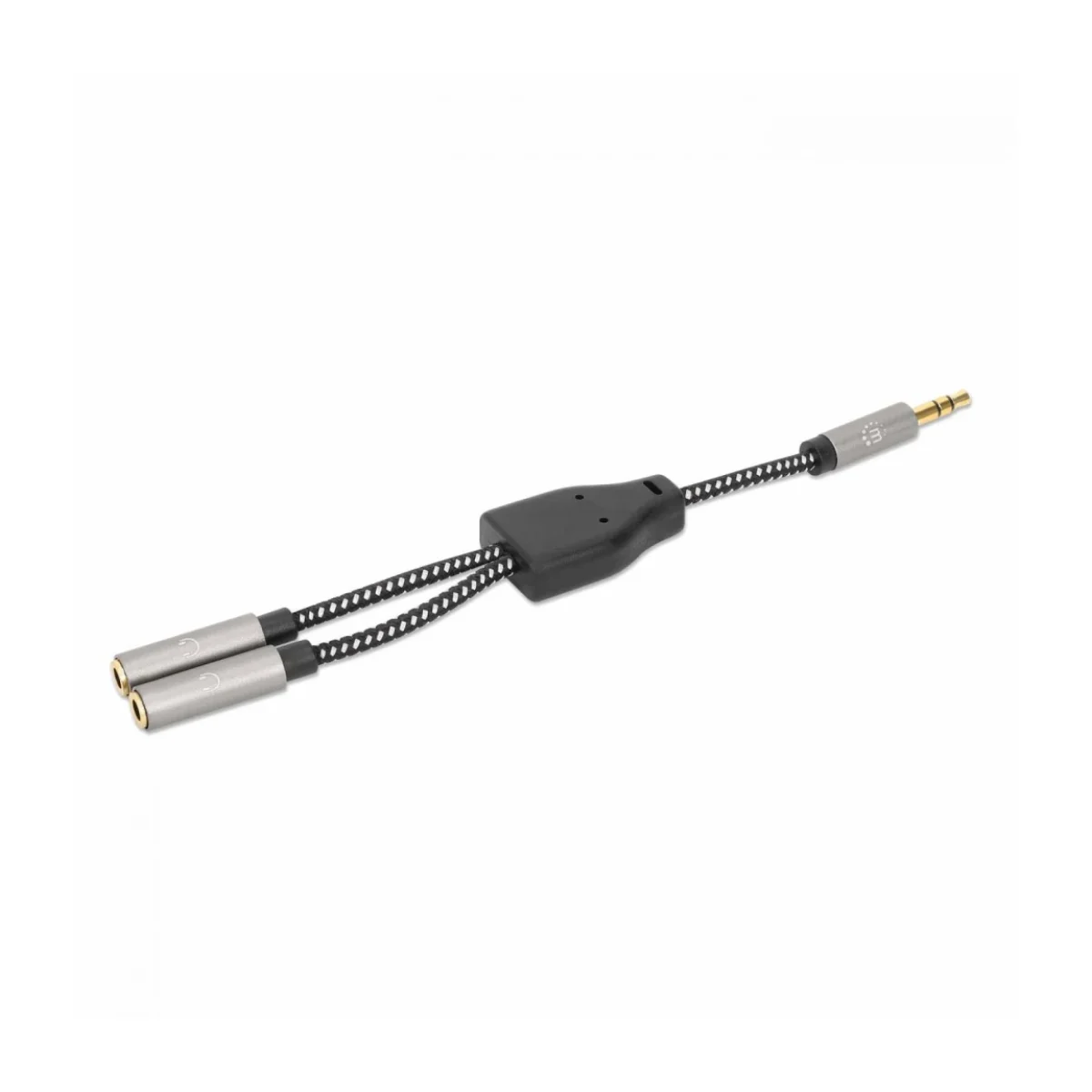 Adaptador Manhattan 356114 2x 35mm a 35mm Hembra a Macho 15cm Negro con Plata 356114