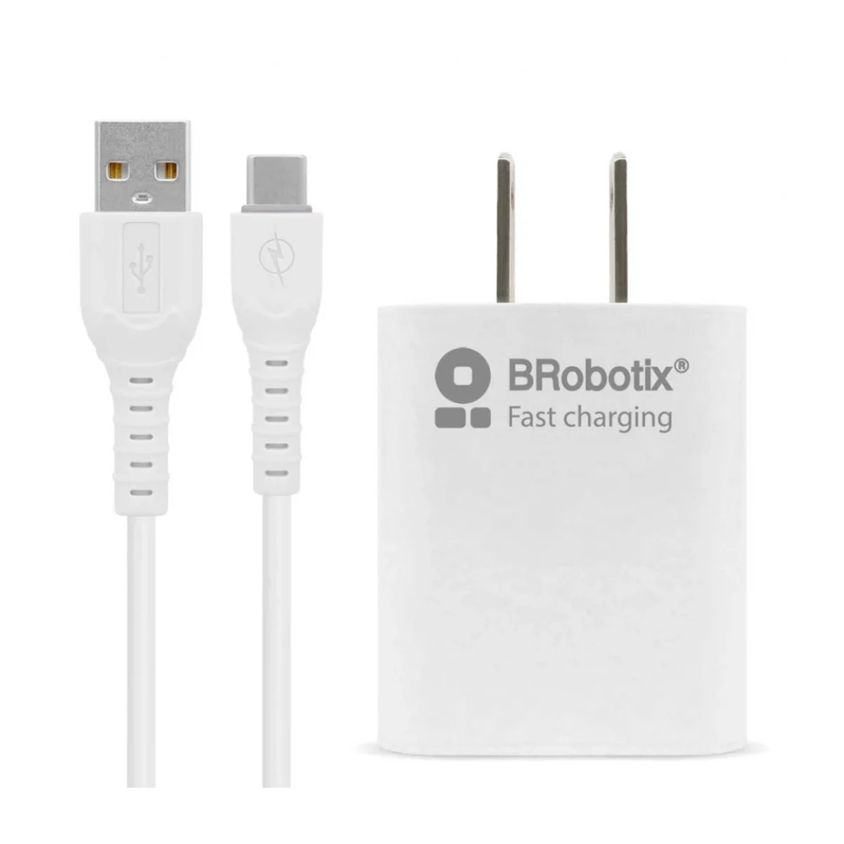 Combo Carga Rapida BRobotix 6001318 Cargador USB 30 Cable USB C Blanco 6001318