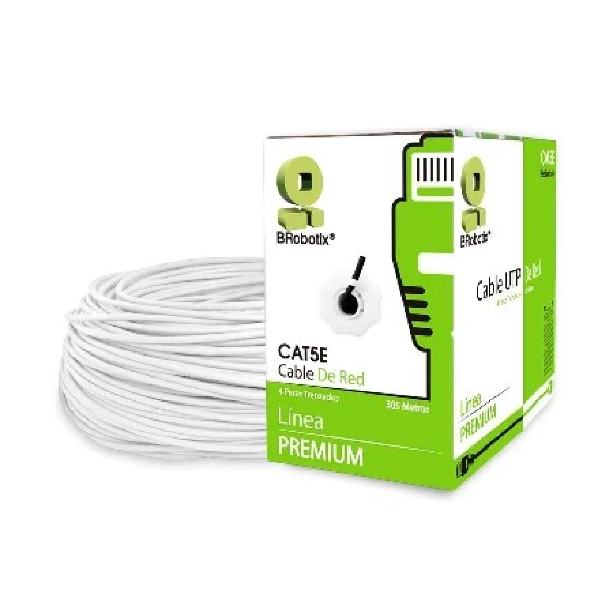 Bobina BRobotix 6001684 Cat5e 305M 24 AWG Blanco 6001684