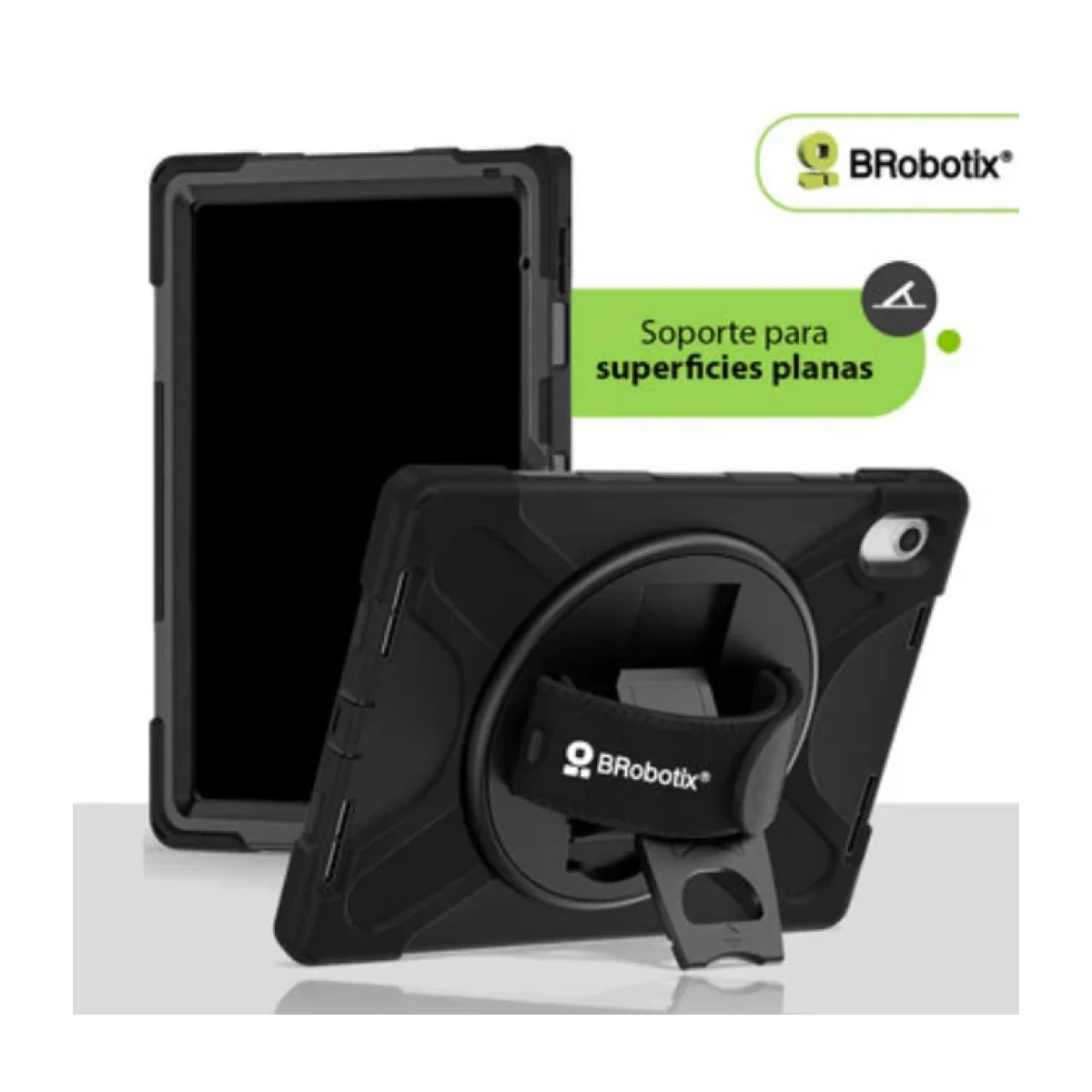 funda brobotix 6005231 para ipad 109 uso rudo con correa y giro 360 negro 6005231