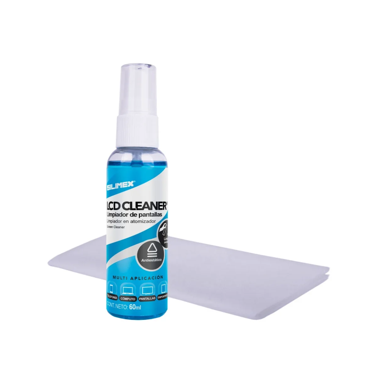Kit limpiador de Pantallas Silimex Spray 60ml Microfibra 750300219666