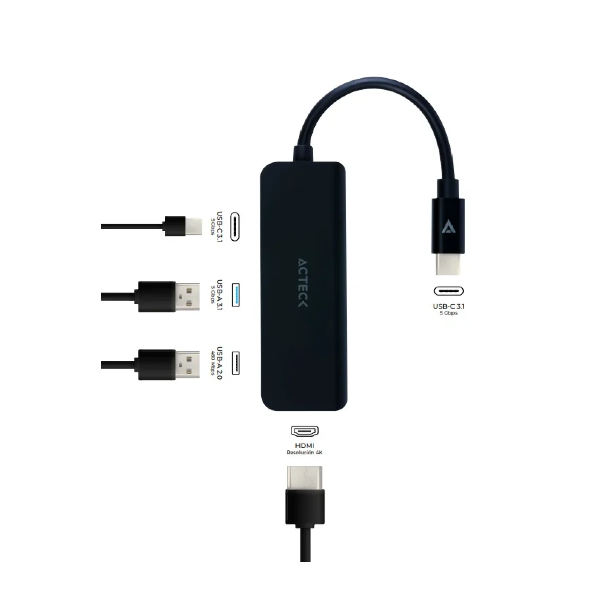 HUB USB Acteck Gate 5P DH645 USB C USB A HDMI AC 934640